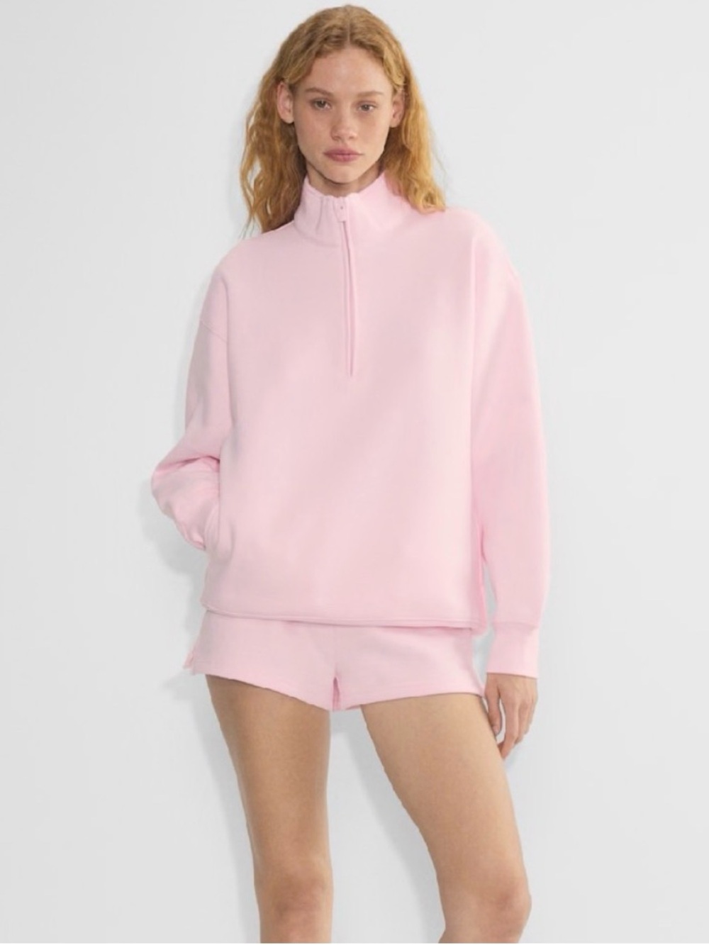 Aritzia Light Pink Half-Zip Sweatshirt